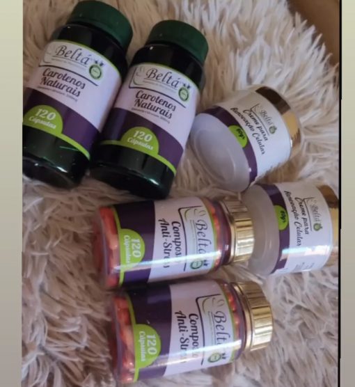PROMOÇÃO: 2 Creme 60g Renovacao Celular + 240 Cápsulas Carotenos Naturais + 240 Cápsulas Composto Anti-Stress