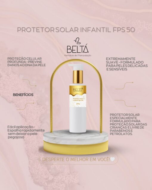 Protetor Solar INFANTIL para pele com VITILIGO com Vitaminas e Hidratante FPS 50 - 250G