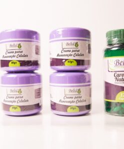 Para auxiliar nos cuidados da pele com vitiligo 4 Potes Creme Renovação Celular 60gr cada + Carotenos Naturais 200mg 120 Cáp.