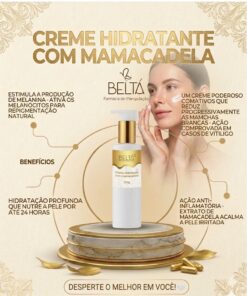 CREME HIDRATANTE  PARA USO DIURNO COM Mamacadela PARA auxiliar no tratamento da PELE COM VITILIGO, PSORÍASE, ECZEMA. CONTÉM 200 GRAMAS.