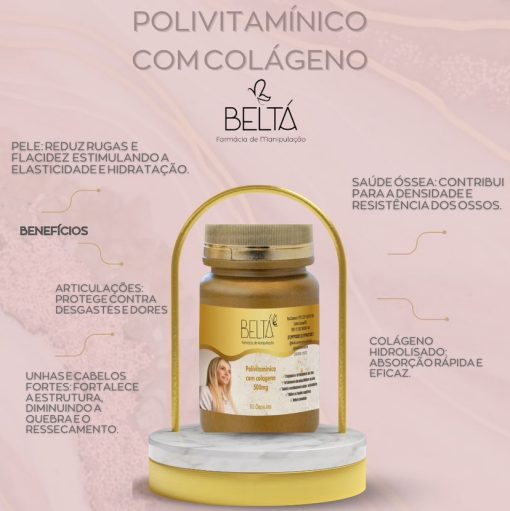 Polivitaminico com colágeno - 60 cápsulas .