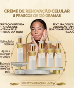 Creme para auxiliar nos cuidados da pele com Vitiligo - Creme renovação celular 120g - 5 frascos